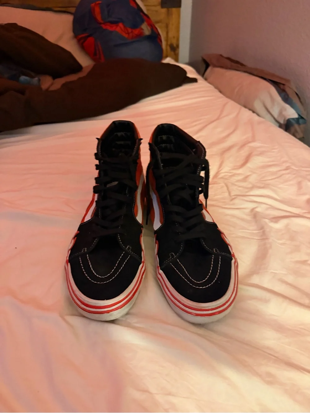 Vans Sk8-Hi Orange Black White Flame Skate Sneakers